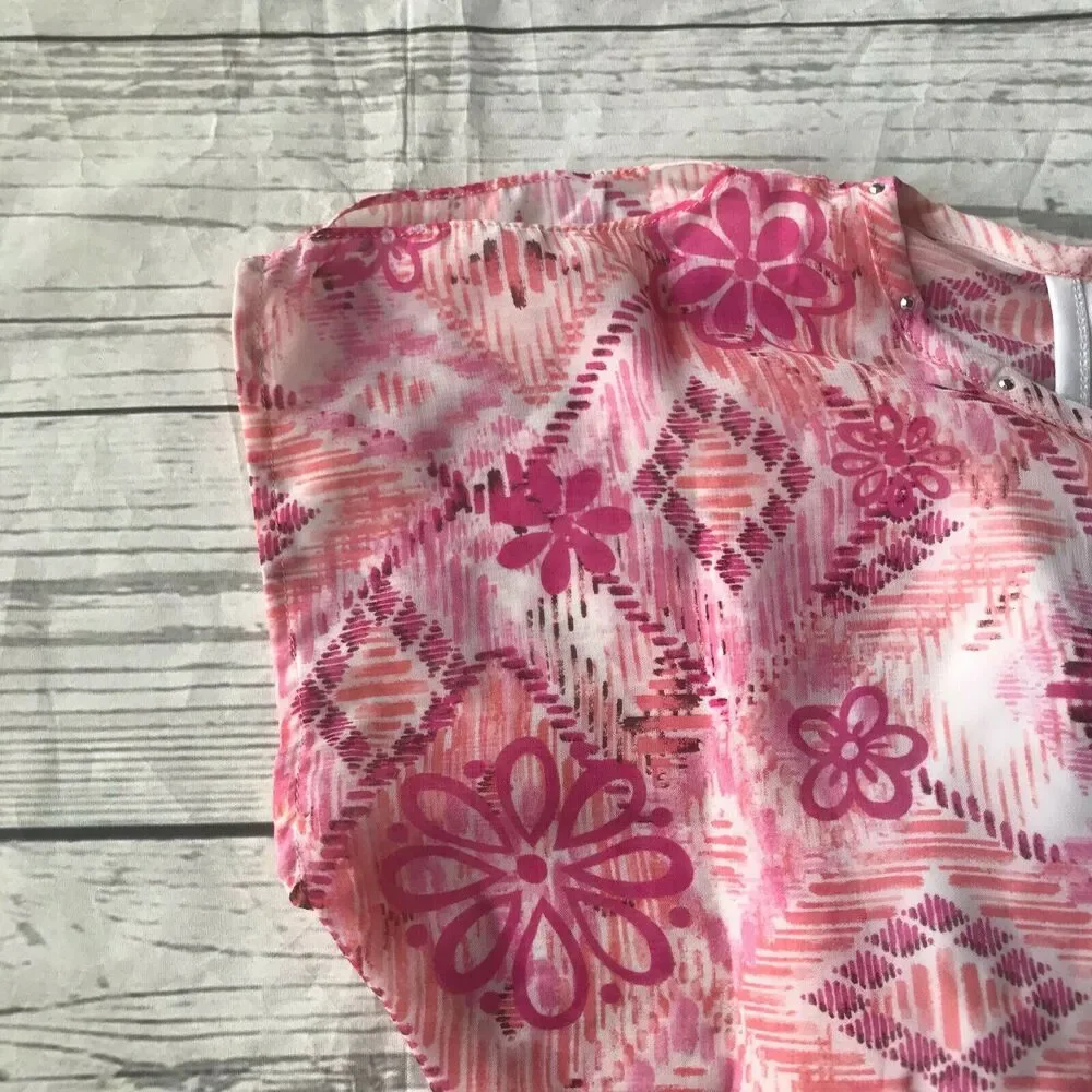 Justice Girl’s Pink Floral Tribal Print Elastic Blouse Kid’s Youth Size 8